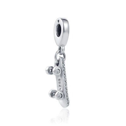Sparkly Silver Skateboard Charm