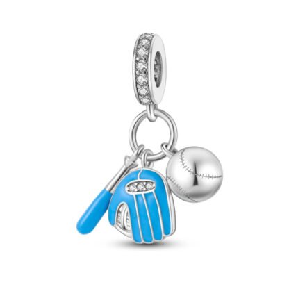 Sport Blue Baseball Set Charm