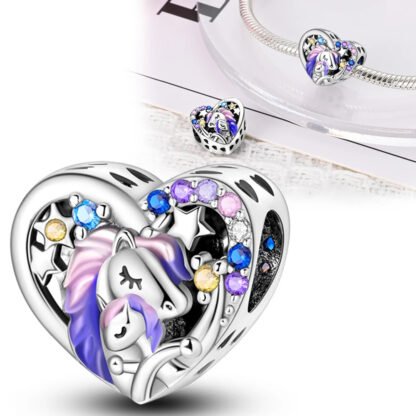 Colorful Pastel Magical Unicorn Hug Heart Charm - Image 2