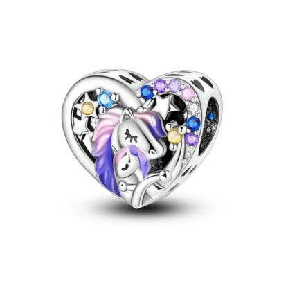 Colorful Pastel Magical Unicorn Hug Heart Charm