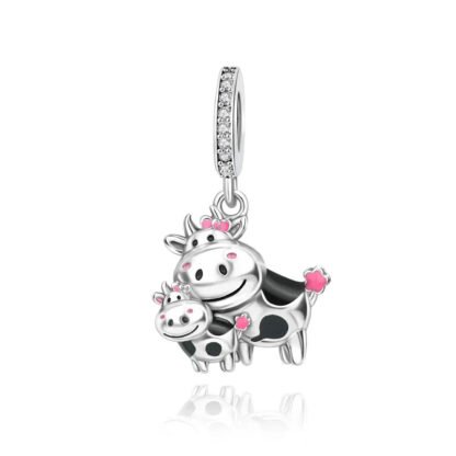 Two Happy Cows Pink Tail Charm