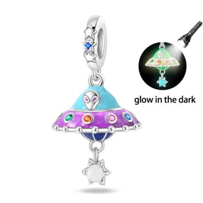 Glow in the Dark Colorful Alien UFO Charm