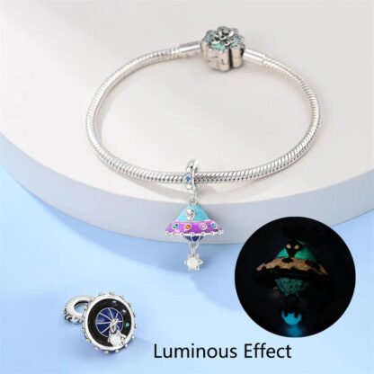 Glow in the Dark Colorful Alien UFO Charm - Image 2