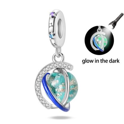 Glow in the Dark Blue Planet Orbits Charm