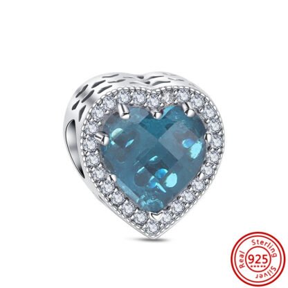 Great Light Blue Heart Gem Charm