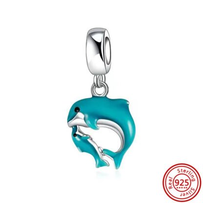 Turquoise Dolphins Charm