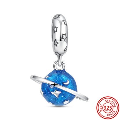 Blue Planet Silver Ring Charm