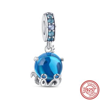 Abstract Alien Blue Gem Octopus Charm