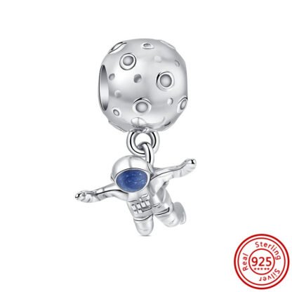 Silver Asteroid Astronaut Floating Charm