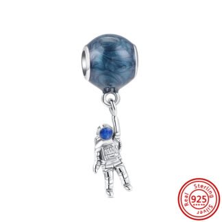 Blue Planet Silver Astronaut Hanging Charm