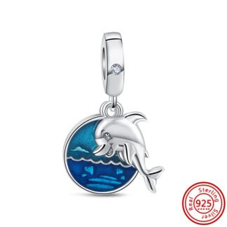 Cute Silver Dolphin Blue Ocean Seascape Charm