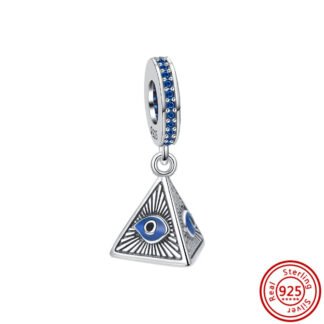 Silver Pyramid Blue Eyes Charm