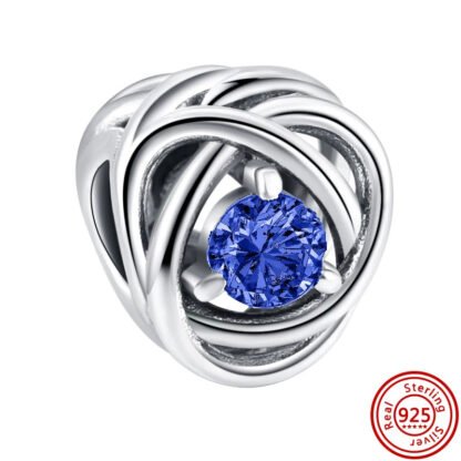 Silver Nesting Structure Dark Blue Gem Charm