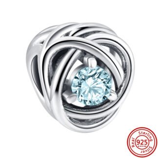 Silver Nesting Structure Light Blue Gem Charm