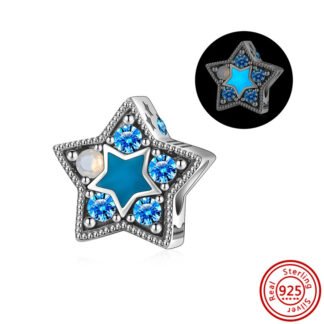 Glow in the Dark Futuristic Blue Star Charm