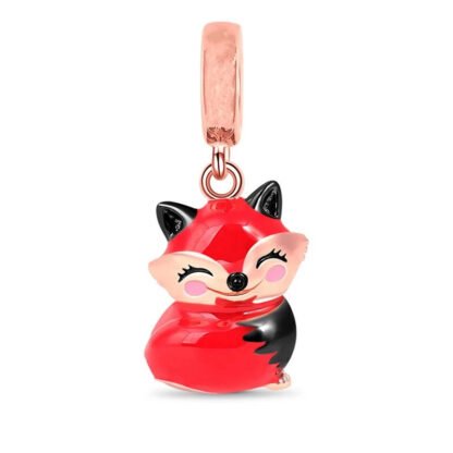 Happy Gold Rose Red Fox Charm