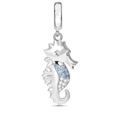 Silver Seahorse Blue Gems Charm