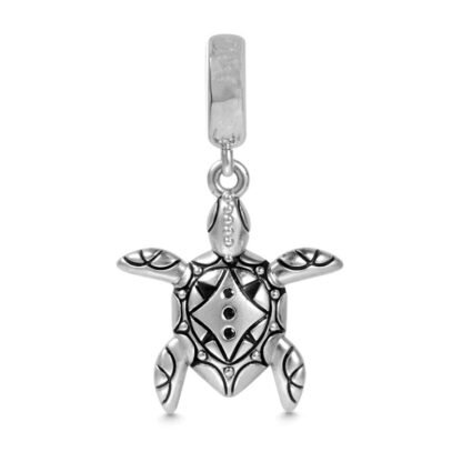 Silver Patterned Turtle Charm