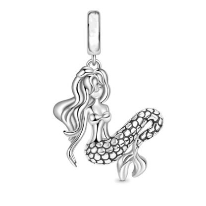 Silver Mermaid Girl Charm