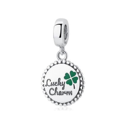 Simple Lucky Charm Green Clover Medal Charm