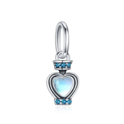Silver Blue Heart Love Potion Charm