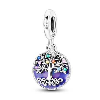 Magic Colorful Tree of Life Blue Medal Charm