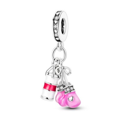 Pink Boxing Gloves Gym Charm