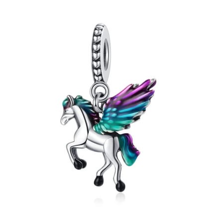 Silver Flying Unicorn Gradient Wings Charm