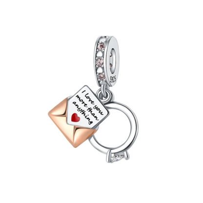 Gold Rose Love Letter Charm
