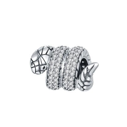 Silver Sparkly Coiling Snake Charm