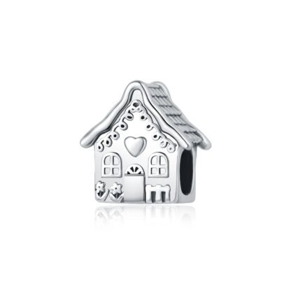 Silver Simple Gingerbread House Charm