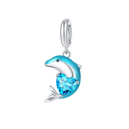 Aqua Turquoise Blue Dolphin Charm