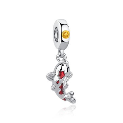 Silver Koi Red Scales Charm