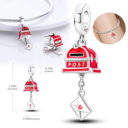 Red Post Mailbox Love Letter Charm - Image 2