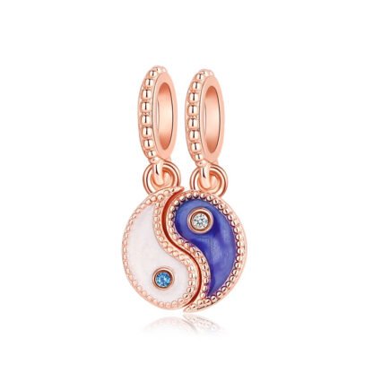 Gold Rose Yin and Yang Charm