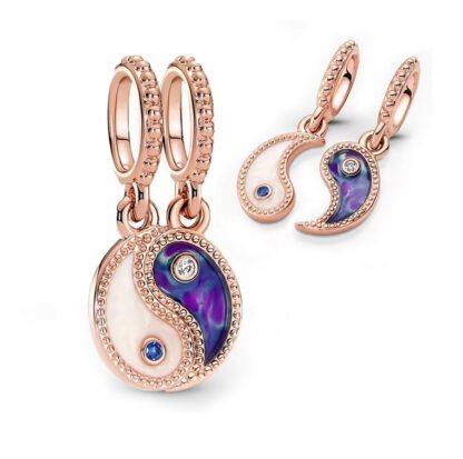 Gold Rose Yin and Yang Charm - Image 2
