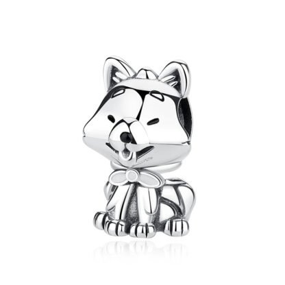 Silver Excited Puppy Dog Charm