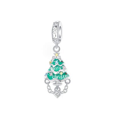 Green Merry Christmas Tree Chain Charm