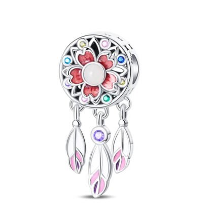 Vivid Red Flower Dreamcatcher Charm