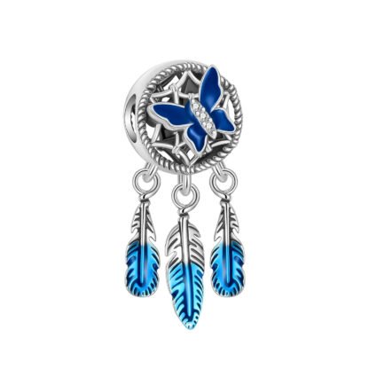 Silver Blue Single Butterfly Dreamcatcher Charm