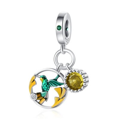 Green Hummingbird Yellow Charm