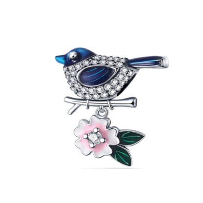 Blue Bird Cherry Blossom Branch Charm