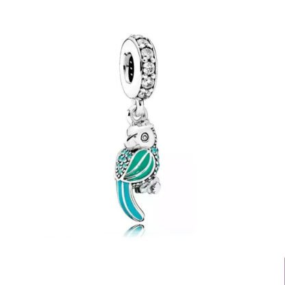 Blue Green Parrot Charm