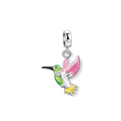 Green Hummingbird Pink Wings Charm