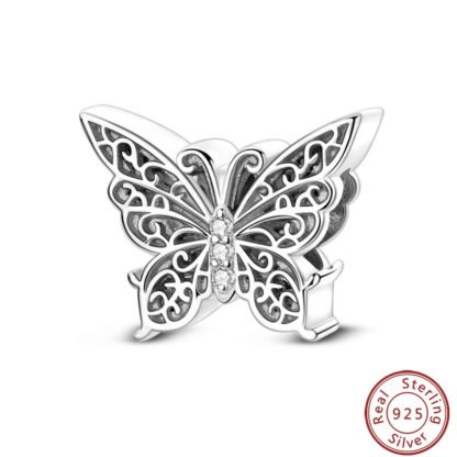 Silver Ornate Regal Butterfly Charm