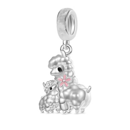 Silver Wooly Sheep Parent and Child Charm