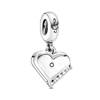 Silver Musical Heart Keyboard Charm