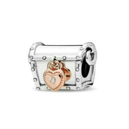 Silver Chest Golden Lock Charm