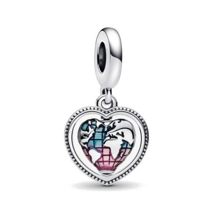 Silver Heart Global Earth Unity Charm