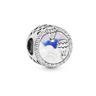 Silver Round Hot Air Balloons Sky Charm